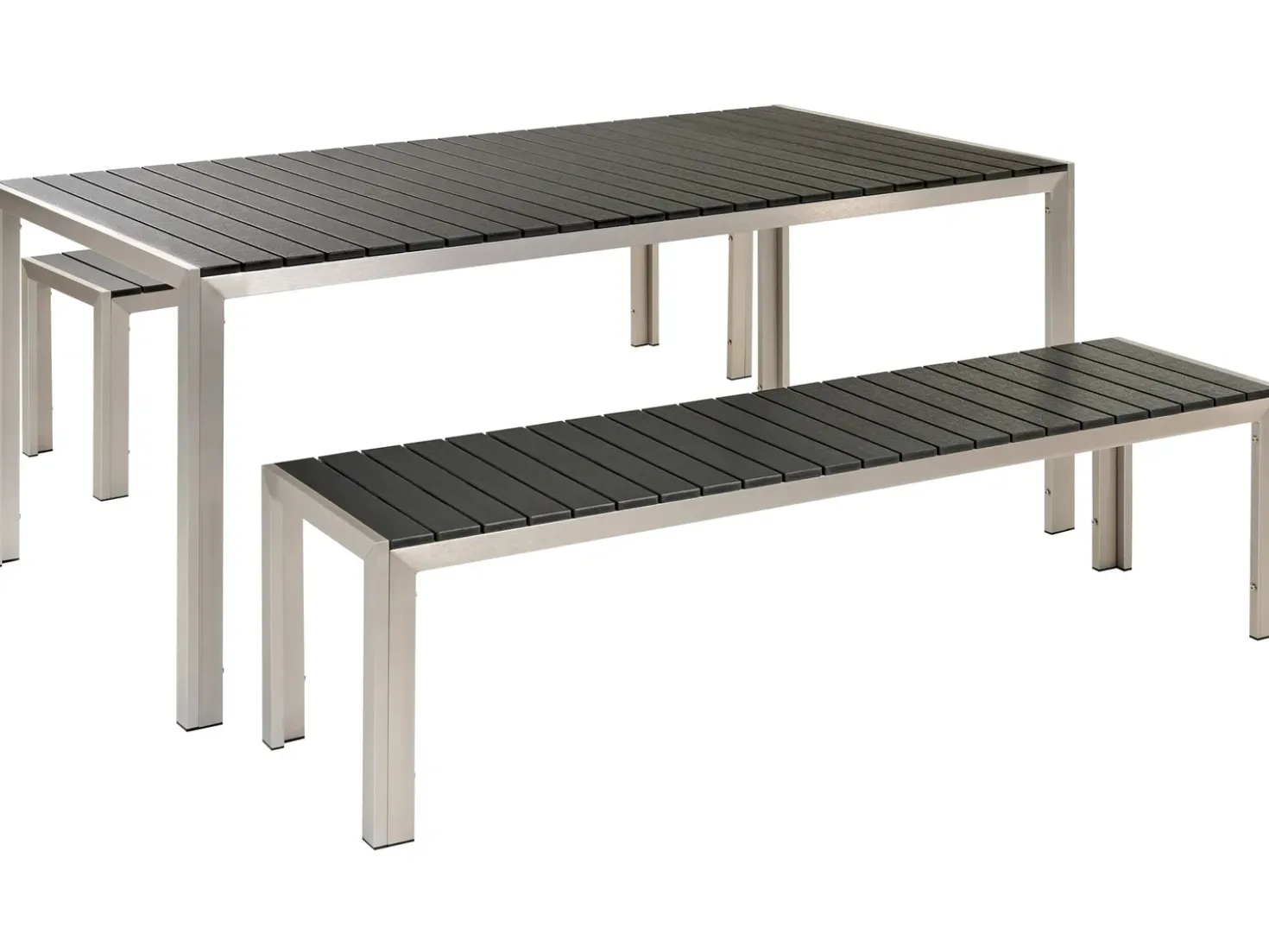 Set da pranzo da giardino con panche 6 posti NARDO Nero/Argento