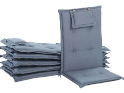 Set da pranzo da giardino 6 posti JAVA con cuscini Legno d'acacia Blu