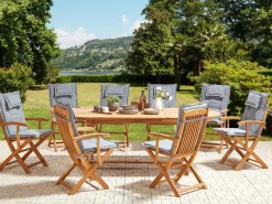 Set da pranzo da giardino 8 posti MAUI II con cuscini Legno d'acacia Grigio