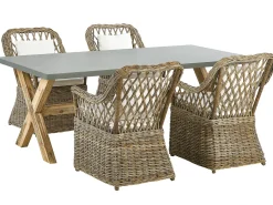Set da pranzo da giardino 4 posti MAROS/OLBIA con cuscini Cemento Marrone chiaro