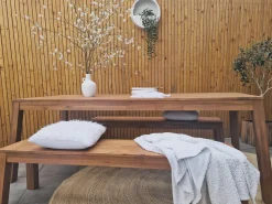 Set da pranzo da giardino con panche 6 posti LIVORNO Legno d'acacia Marrone