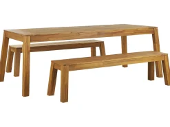 Set da pranzo da giardino con panche 6 posti LIVORNO Legno d'acacia Marrone
