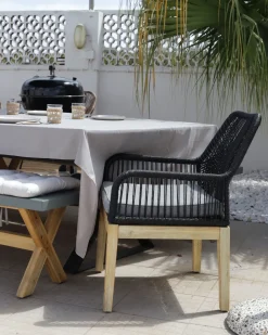 Set da pranzo da giardino 6 posti OLBIA con cuscini Nero