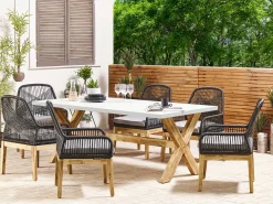 Set da pranzo da giardino 6 posti OLBIA con cuscini Nero