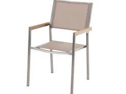 Set da pranzo da giardino 6 posti GROSSETO Vetro temperato Nero/Beige