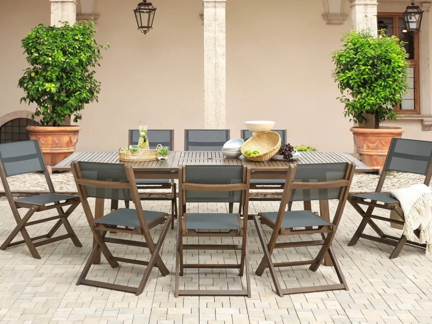 Set da pranzo da giardino 8 posti CESANA Legno d'acacia Marrone scuro