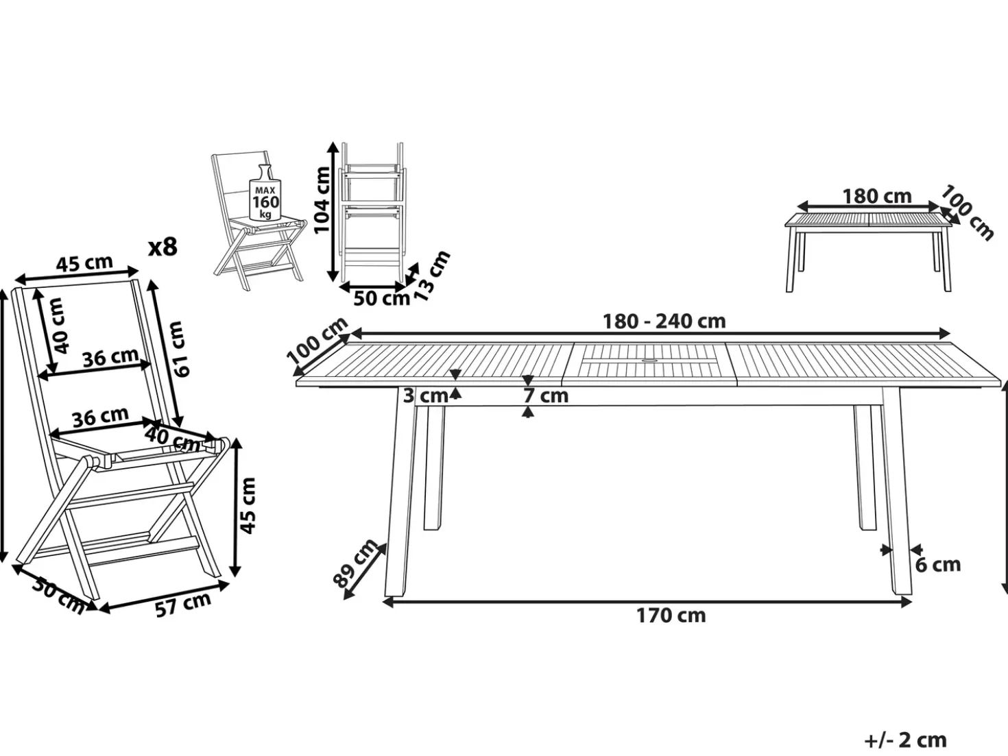 Set da pranzo da giardino 8 posti CESANA Legno d'acacia Marrone scuro