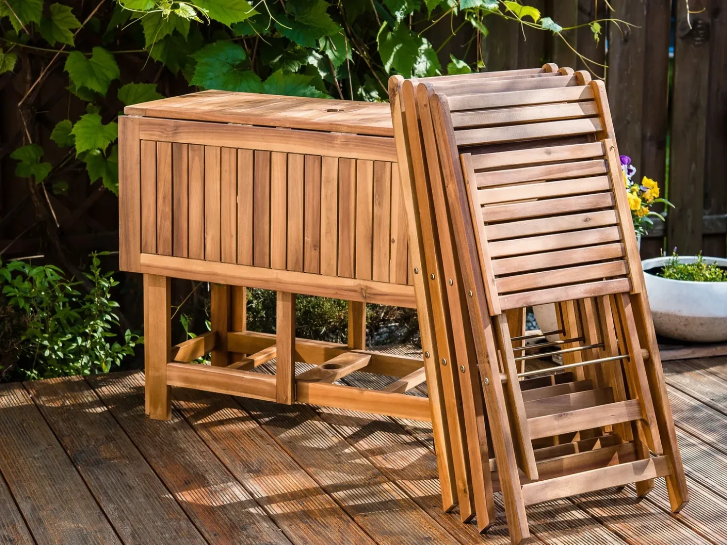 Set da pranzo da giardino 4 posti FRASSINE Legno d'acacia Marrone