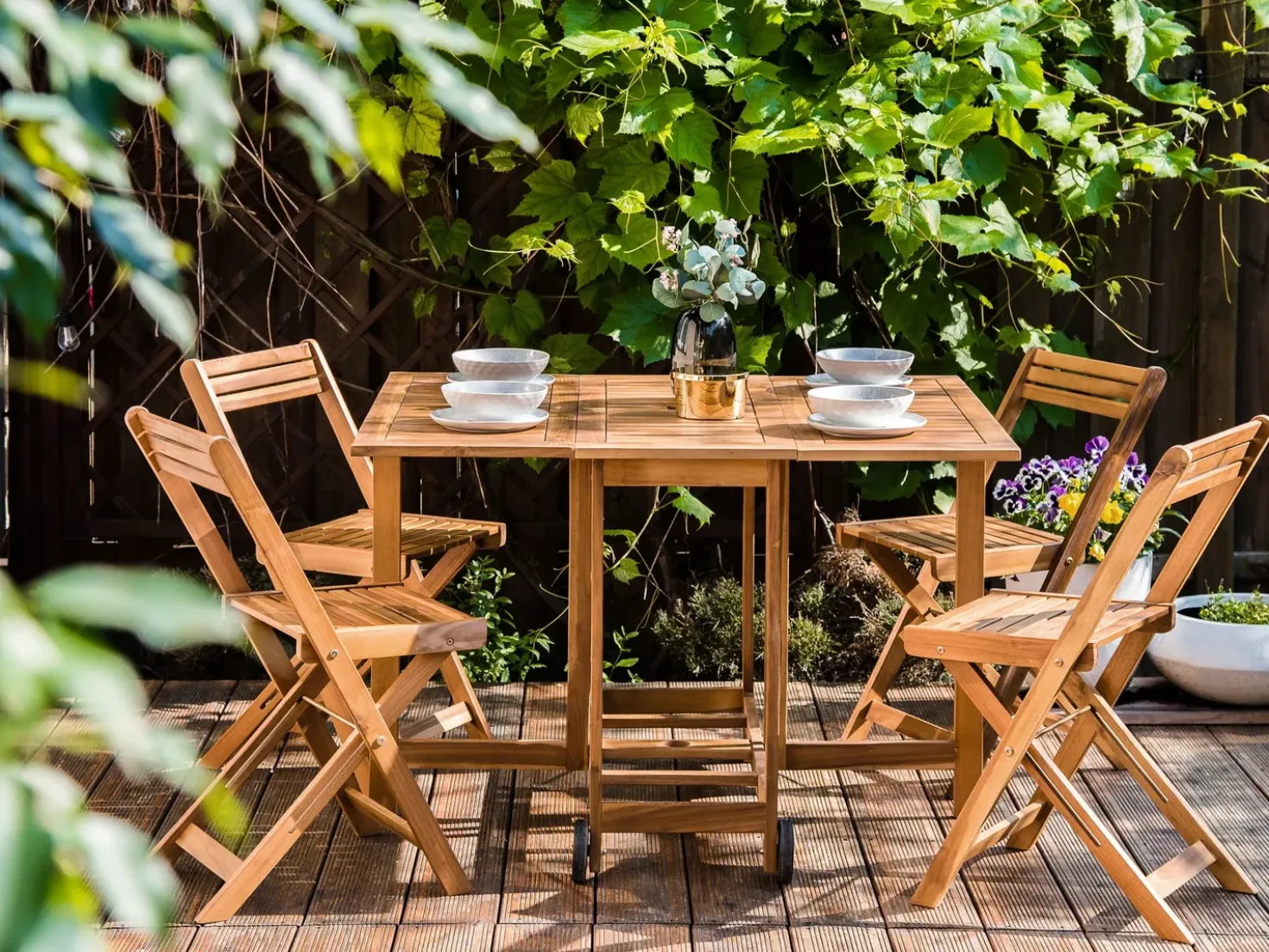 Set da pranzo da giardino 4 posti FRASSINE Legno d'acacia Marrone