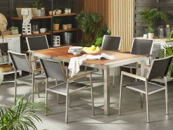 Set da pranzo da giardino 6 posti GROSSETO Legno d'eucalipto Marrone/Grigio