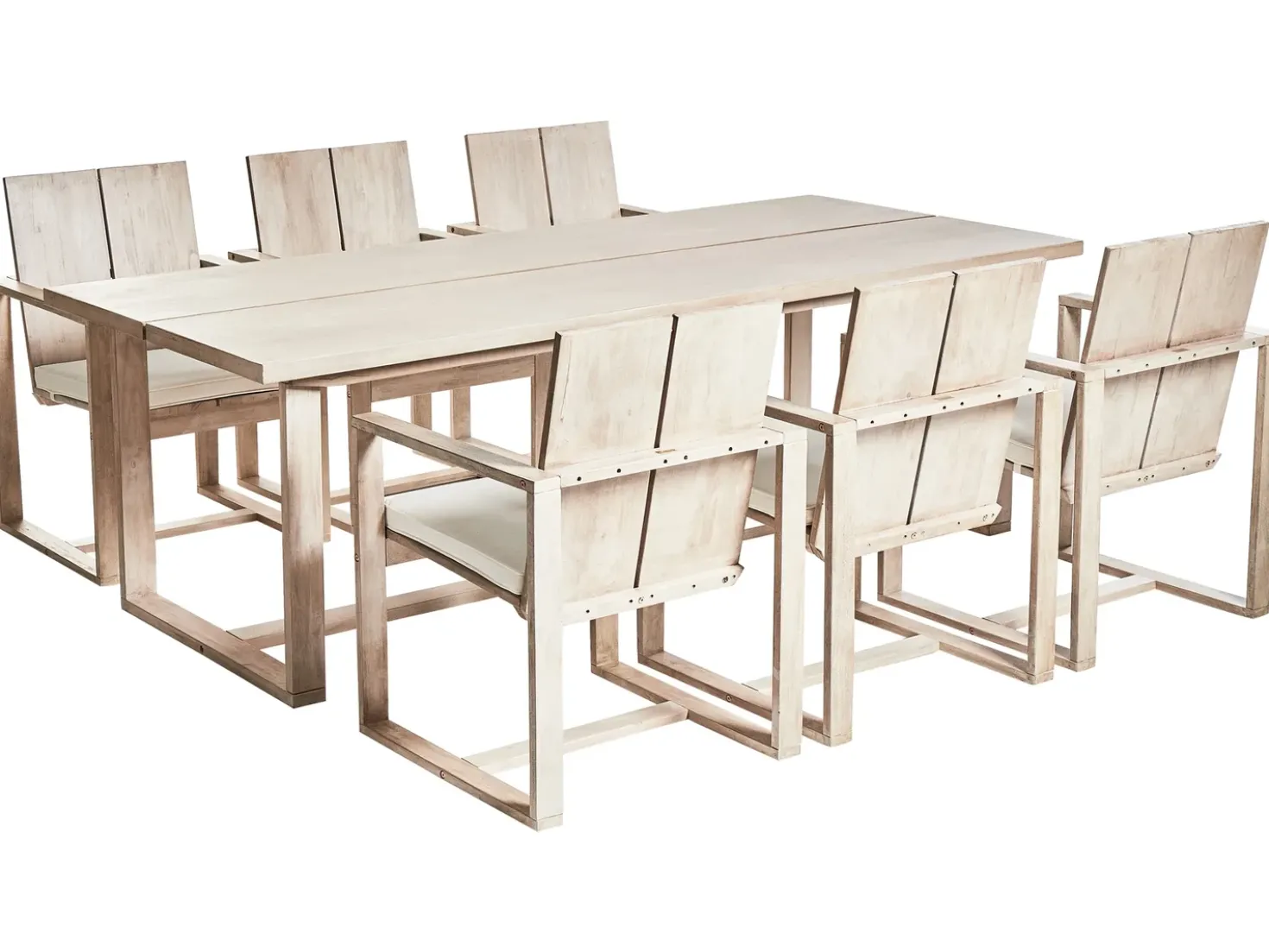 Set da pranzo da giardino 6 posti AZZANELLO Legno d'acacia Bianco sporco