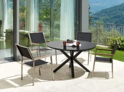 Set da pranzo da giardino 4 posti MALETTO/GROSSETO Metallo Nero