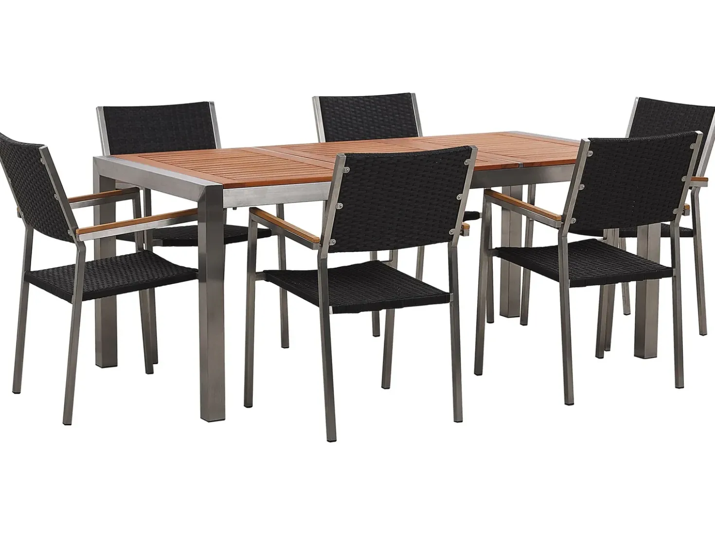 Set da pranzo da giardino 6 posti GROSSETO Legno d'eucalipto Marrone/Nero