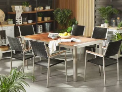 Set da pranzo da giardino 6 posti GROSSETO Legno d'eucalipto Marrone/Nero