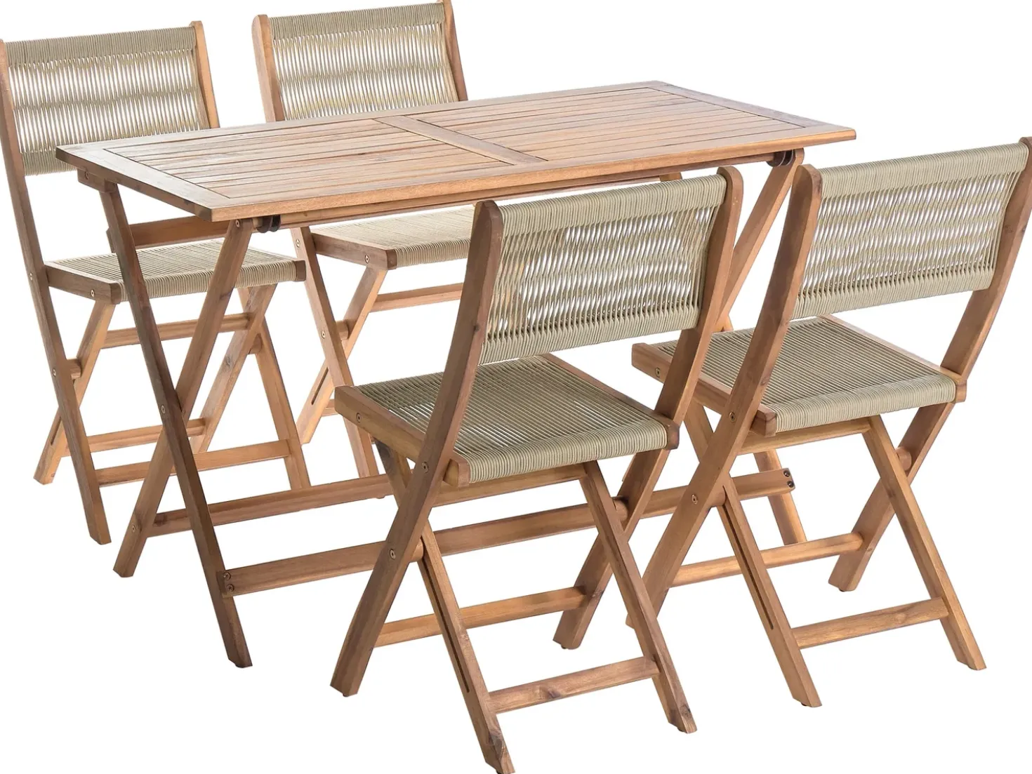 Set da pranzo da giardino 4 posti PROSSEDI Legno d'acacia Beige