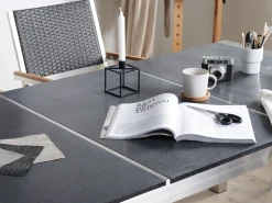 Set da pranzo da giardino 6 posti GROSSETO Piastra tripla Basalto fiammato Nero