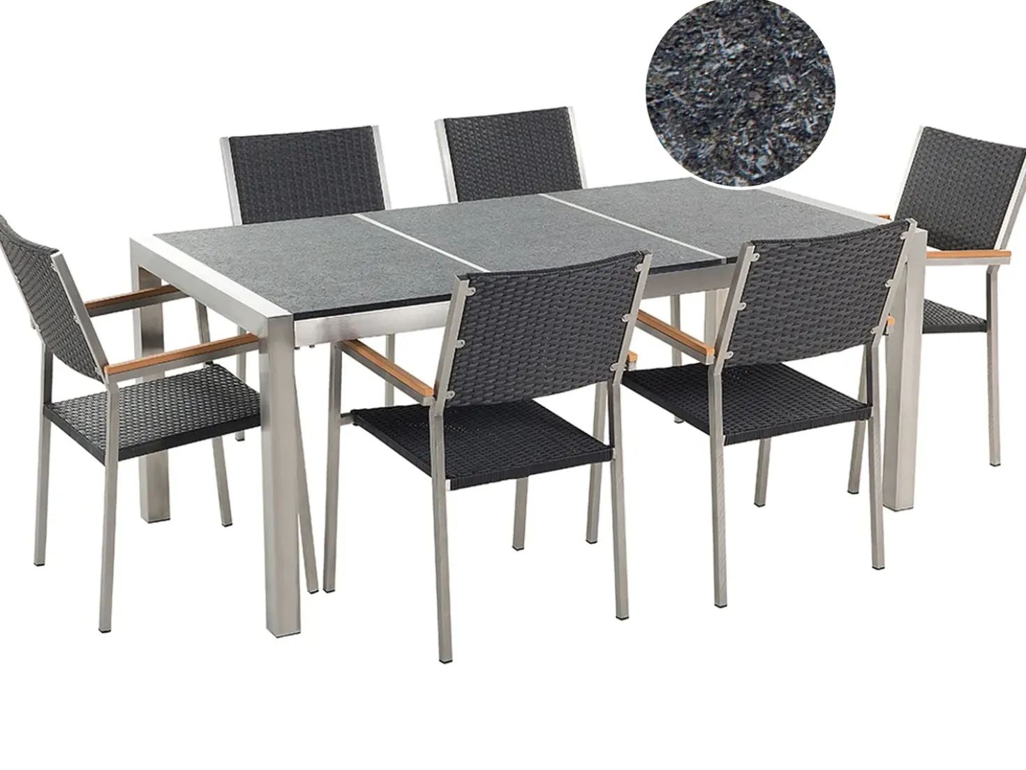 Set da pranzo da giardino 6 posti GROSSETO Piastra tripla Basalto fiammato Nero
