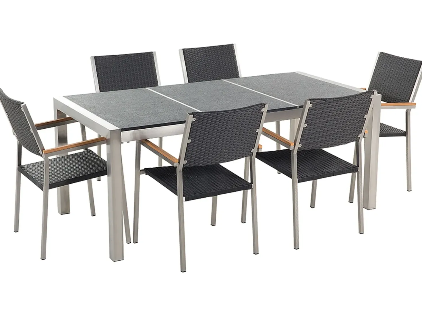 Set da pranzo da giardino 6 posti GROSSETO Piastra tripla Basalto fiammato Nero