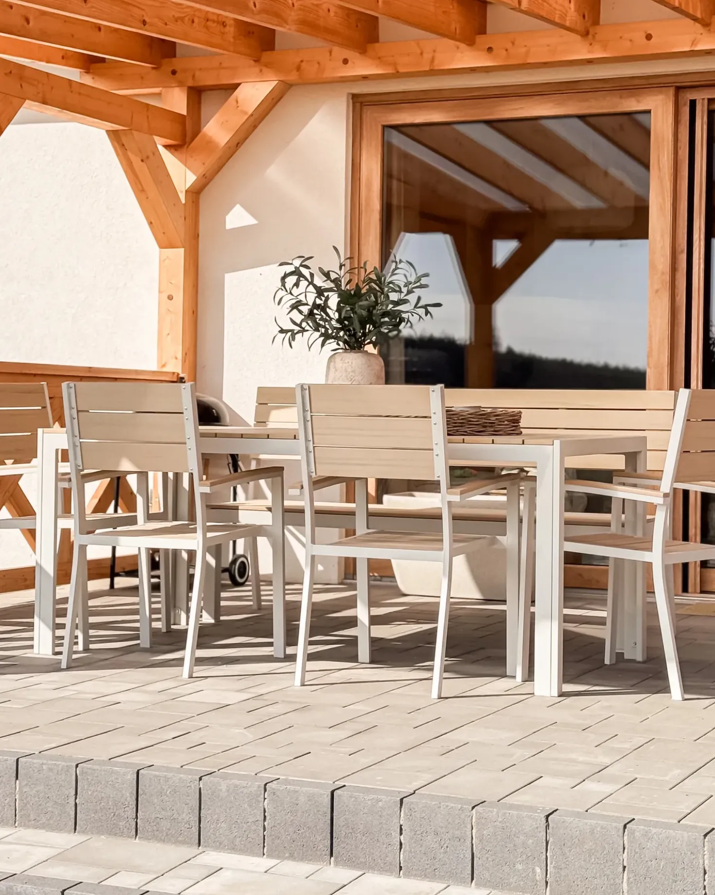 Set da pranzo da giardino 7 posti COMO/PRATO Beige