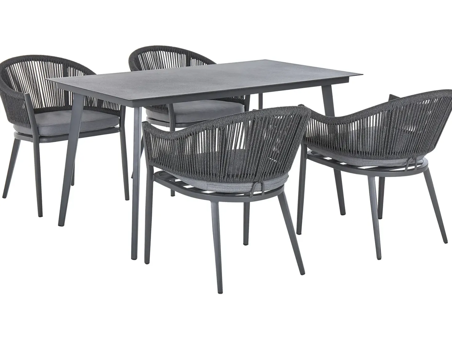 Set da pranzo da giardino 4 posti MILETO con cuscini Metallo Grigio