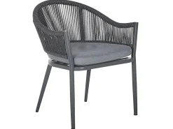 Set da pranzo da giardino 4 posti MILETO con cuscini Metallo Grigio