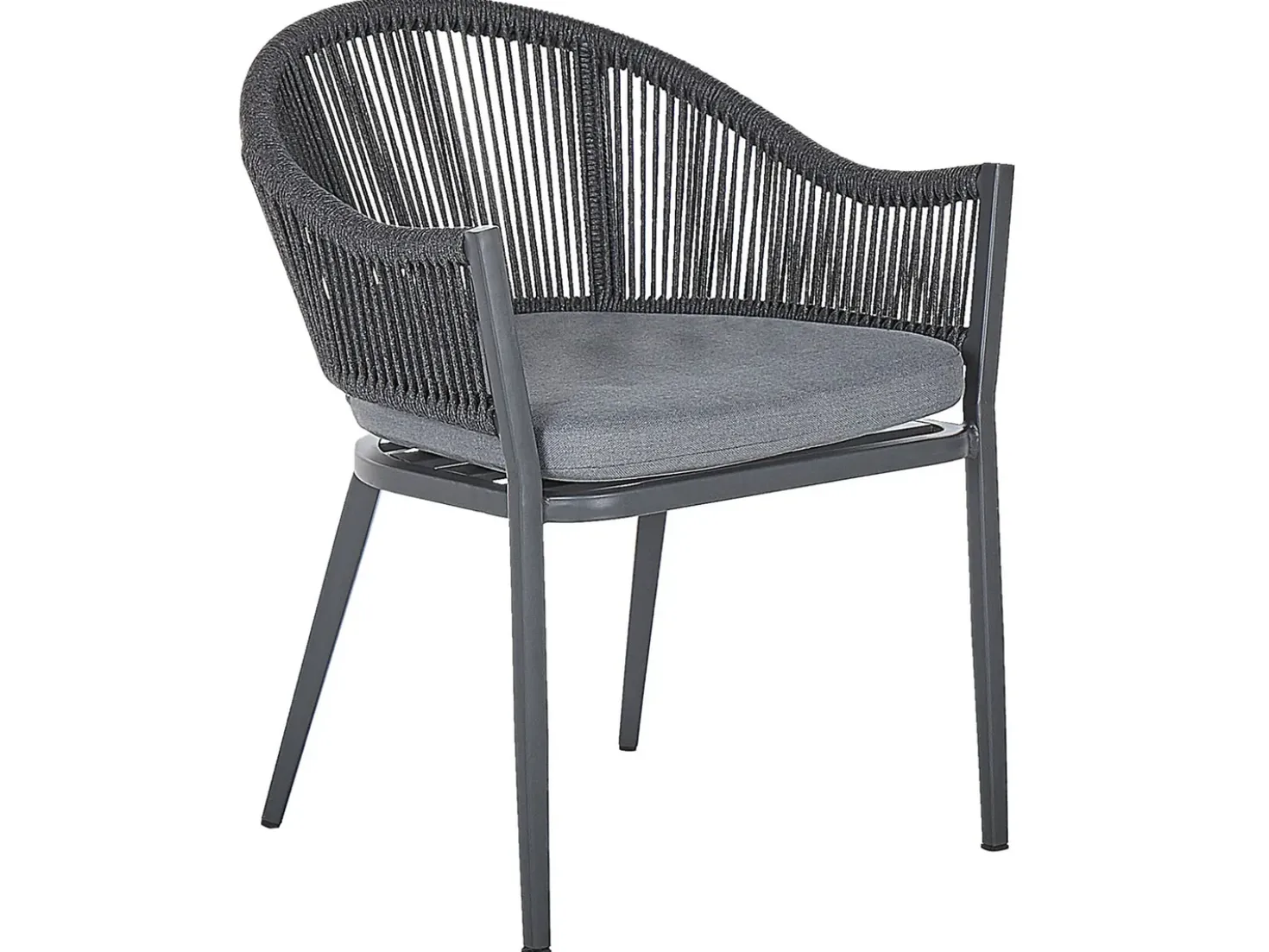 Set da pranzo da giardino 4 posti MILETO con cuscini Metallo Grigio