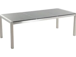 Set da pranzo da giardino 8 posti GROSSETO Piastra tripla Granito Lucido Grigio/Bianco