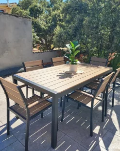 Set da pranzo da giardino 6 posti VERNIO Marrone/Nero