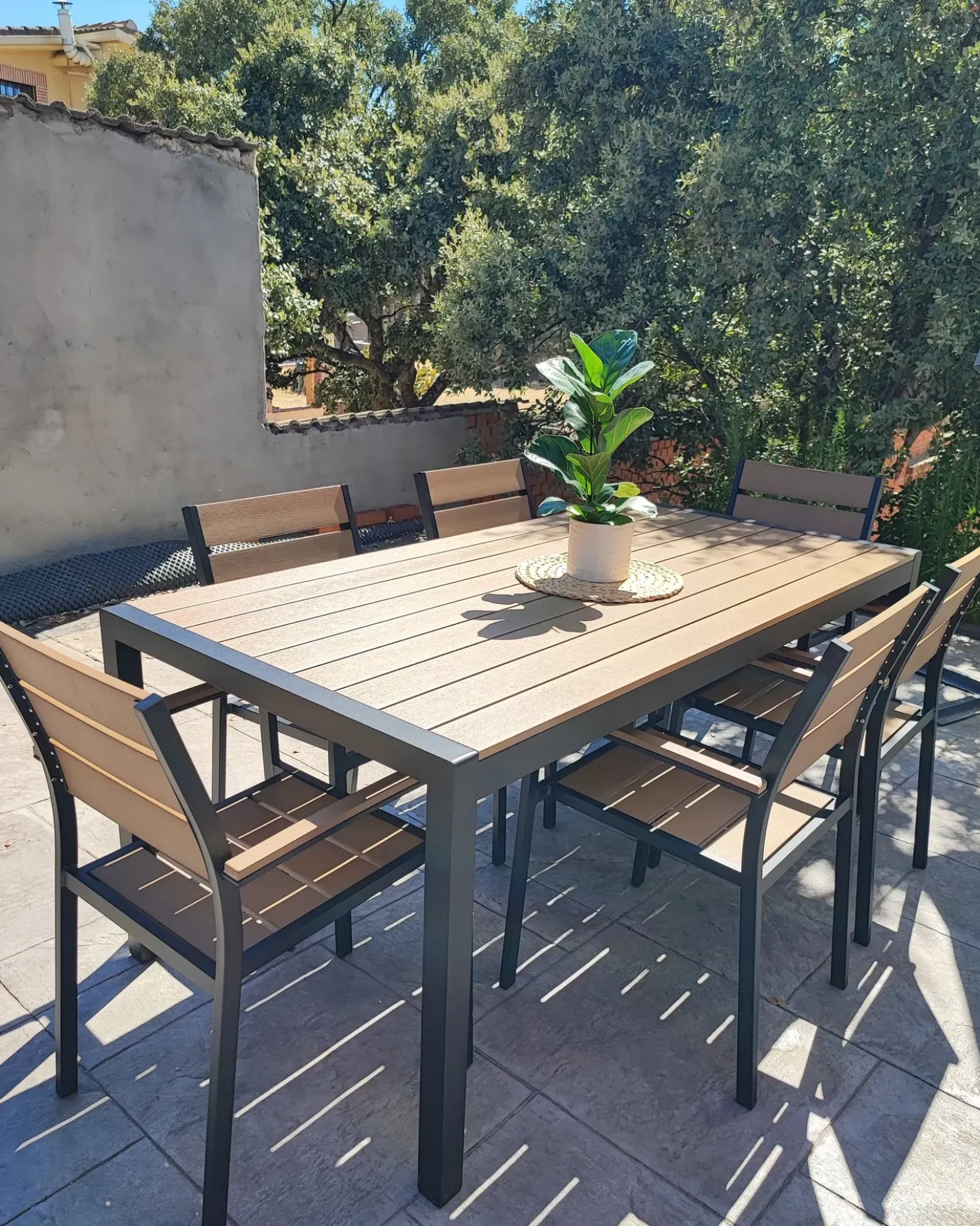 Set da pranzo da giardino 6 posti VERNIO Marrone/Nero