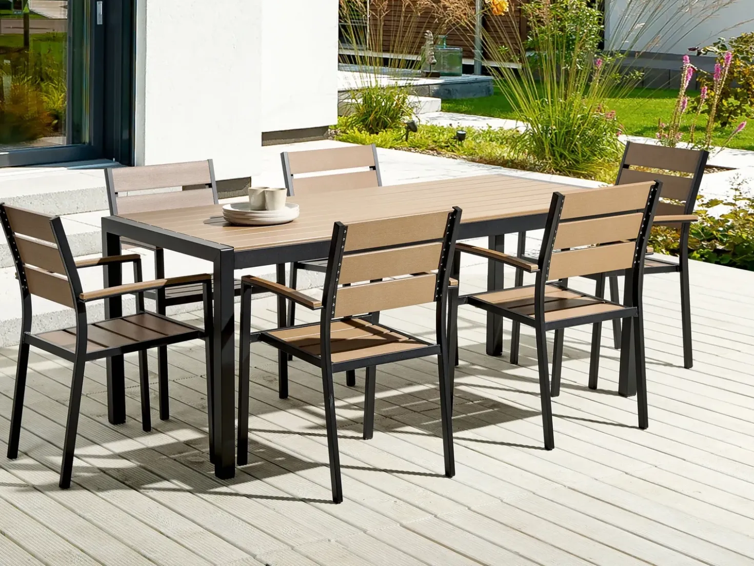 Set da pranzo da giardino 6 posti VERNIO Marrone/Nero