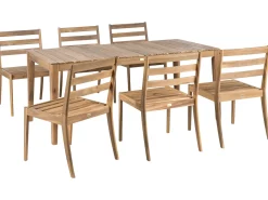 Set da pranzo da giardino 6 posti CHIOGGIA Legno di acacia certificato Marrone chiaro