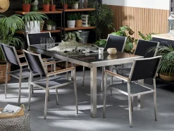 Set da pranzo da giardino 6 posti GROSSETO Piastra tripla Granito Lucido Nero