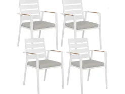 Set da pranzo da giardino 4 posti MALETTO/TAVIANO con cuscini Metallo Grigio