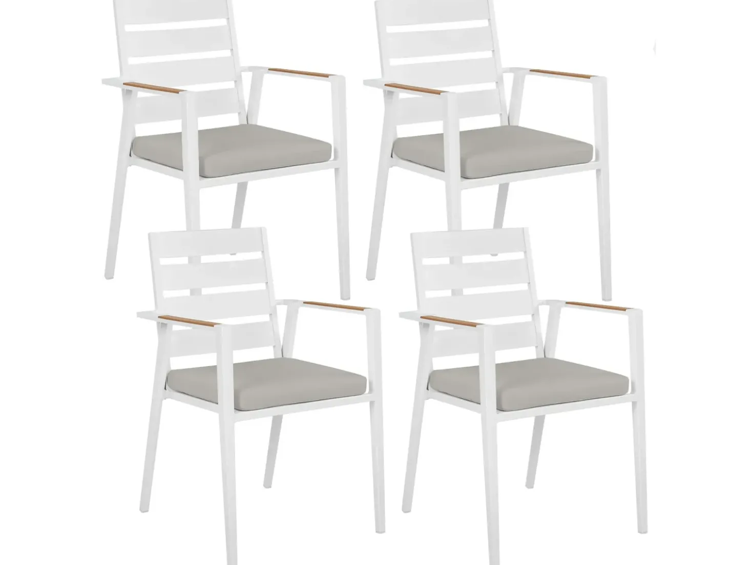 Set da pranzo da giardino 4 posti MALETTO/TAVIANO con cuscini Metallo Grigio
