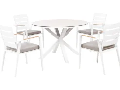 Set da pranzo da giardino 4 posti MALETTO/TAVIANO con cuscini Metallo Grigio