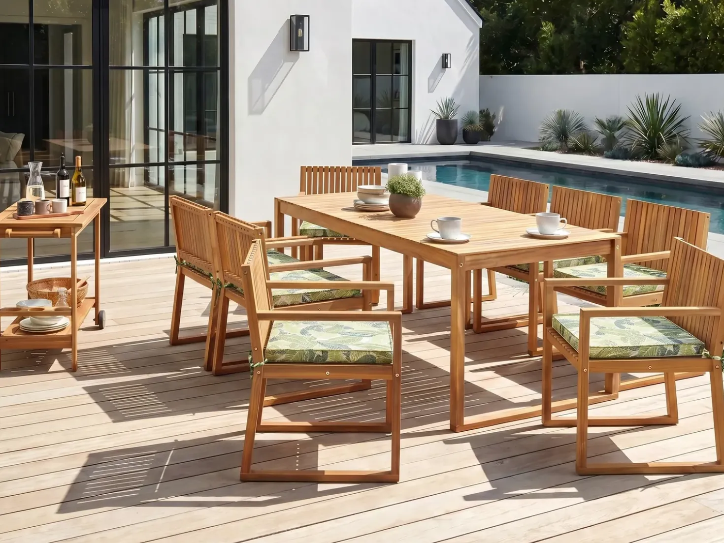 Set da pranzo da giardino 8 posti SASSARI II con cuscini Legno di acacia certificato Verde
