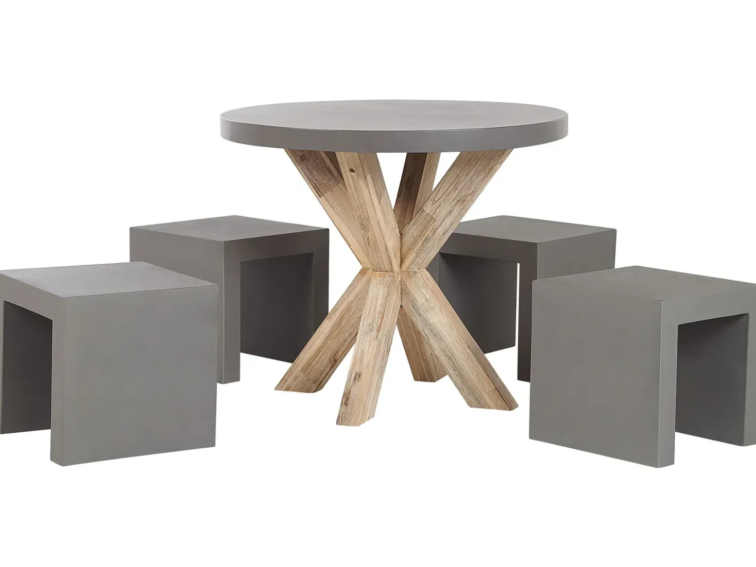 Set da pranzo da giardino con sgabelli 4 posti OLBIA/TARANTO Cemento Grigio