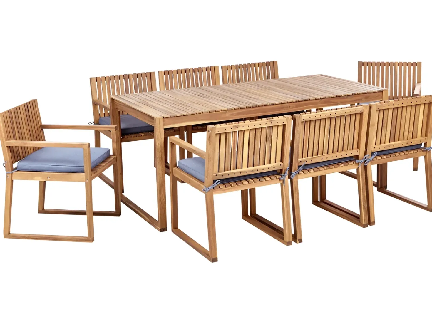 Set da pranzo da giardino 8 posti SASSARI II con cuscini Legno di acacia certificato Blu