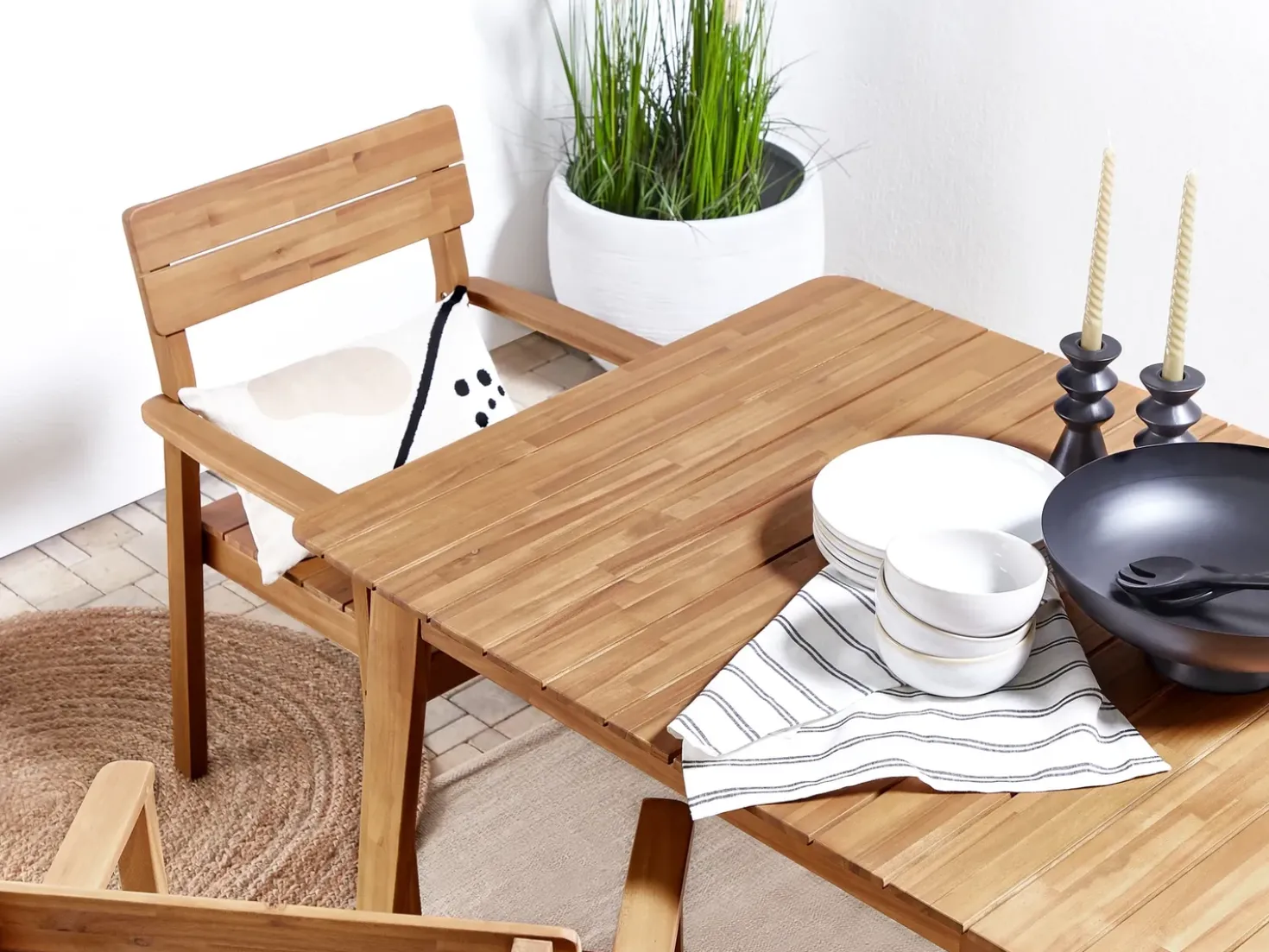 Set da pranzo da giardino 6 posti FORNELLI Legno d'acacia Marrone