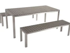 Set da pranzo da giardino con panche 6 posti NARDO Grigio