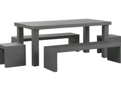 Set da pranzo da giardino con panche e sgabelli 6 posti TARANTO Cemento Grigio