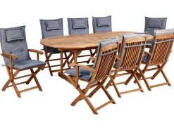 Set da pranzo da giardino 8 posti MAUI II con cuscini Legno d'acacia Grigio grafite
