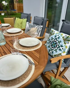 Set da pranzo da giardino 8 posti MAUI II con cuscini Legno d'acacia Grigio grafite