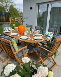 Set da pranzo da giardino 8 posti MAUI II con cuscini Legno d'acacia Grigio grafite