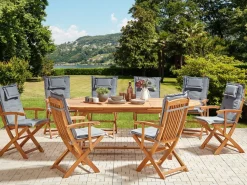 Set da pranzo da giardino 8 posti MAUI II con cuscini Legno d'acacia Grigio grafite
