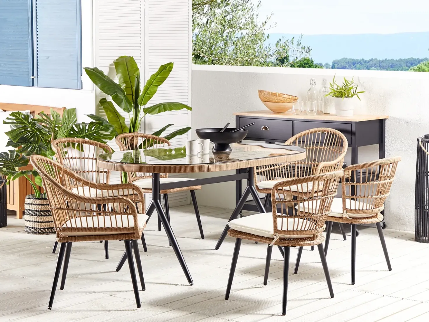 Set da pranzo da giardino 6 posti ALIANO II con cuscini Rattan sintetico (PE) Beige