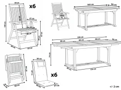 Set da pranzo da giardino 6 posti AMANTEA con cuscini Legno d'acacia Grigio