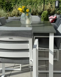 Set da pranzo da giardino 6 posti PANCOLE con cuscini Metallo Grigio