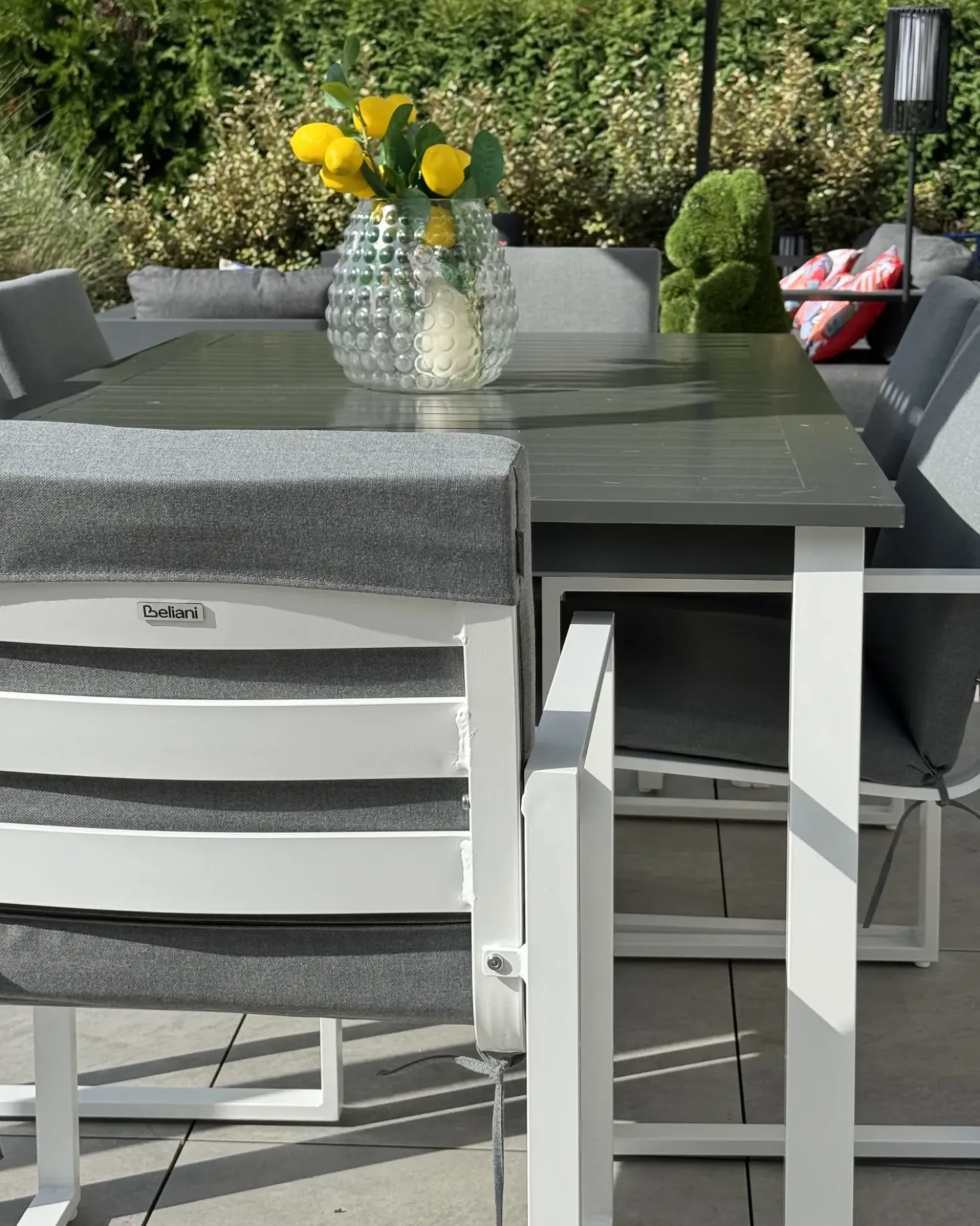 Set da pranzo da giardino 6 posti PANCOLE con cuscini Metallo Grigio