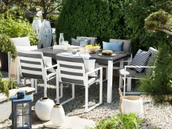 Set da pranzo da giardino 6 posti PANCOLE con cuscini Metallo Grigio